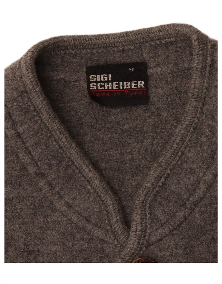 SCHEIBER Pull Cardigan Homme IT 50 Laine Gris Moyen