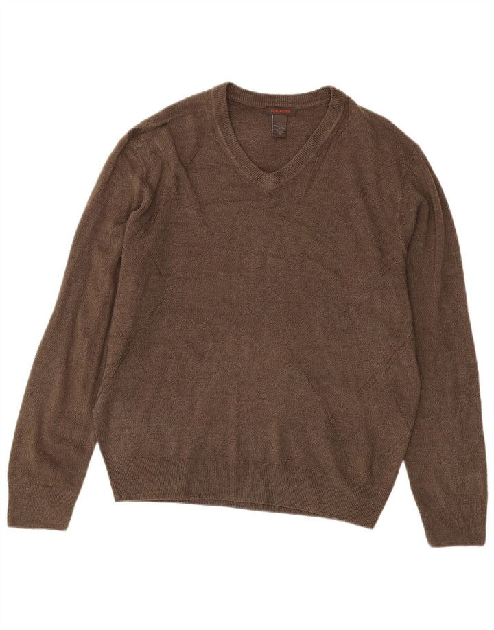 Dockers Pull col V pour homme en acrylique marron Taille L
