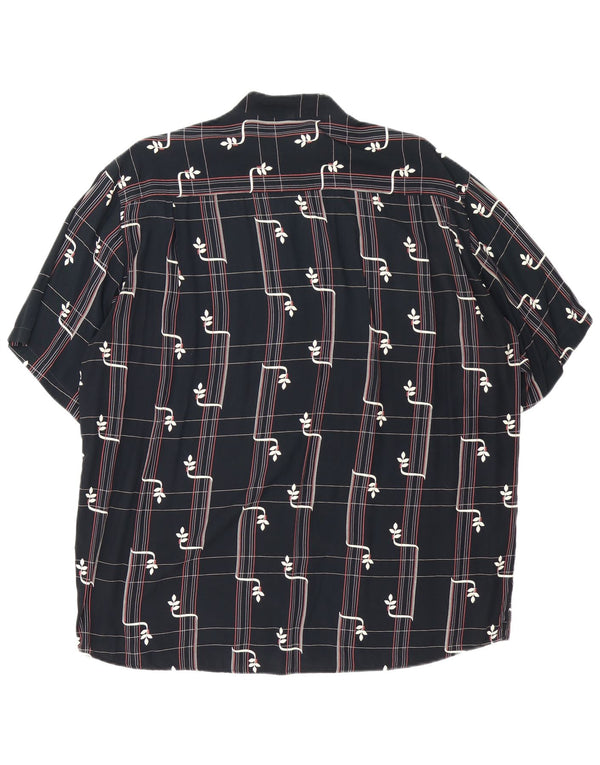 chemise à manches courtes vintage pour hommes grande viscose géométrique noire