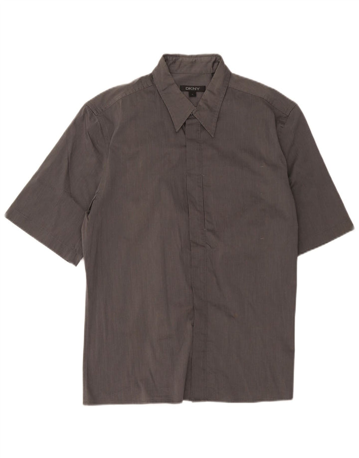 Dkny Chemise à manches courtes pour hommes Grand coton gris