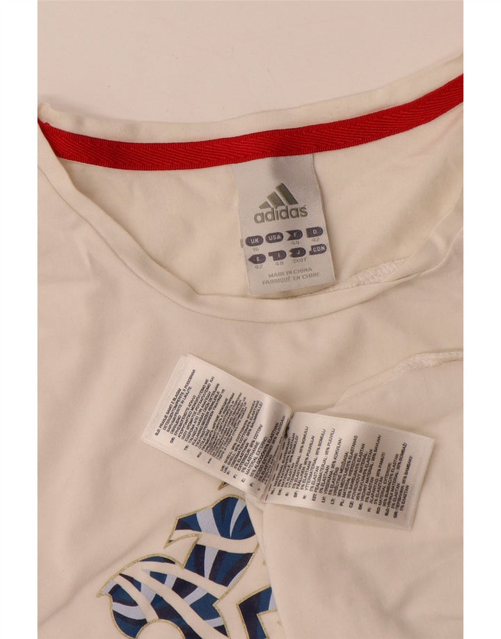 Adidas T-shirt graphique pour femme UK 16 Grand coton blanc