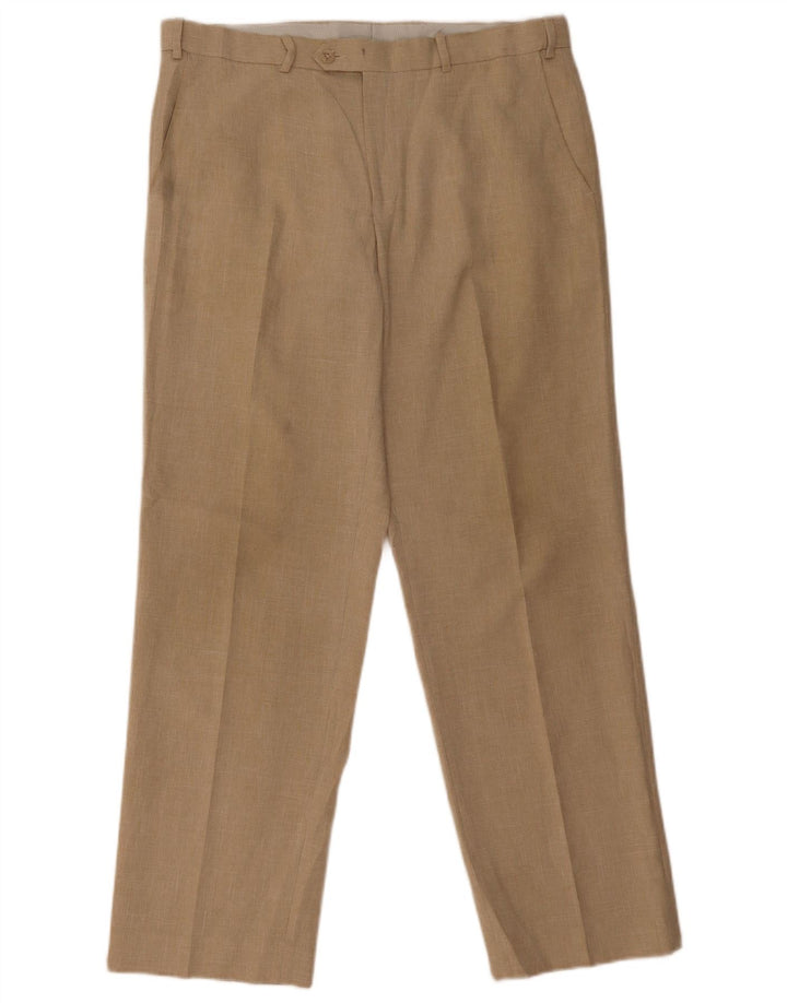 MARKS & SPENCER Pantalon de Costume Droit Homme W36 L31 Beige Polyester