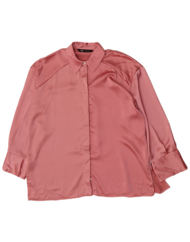 Zara Chemisier surdimensionné pour femme UK 14 Polyester rose moyen
