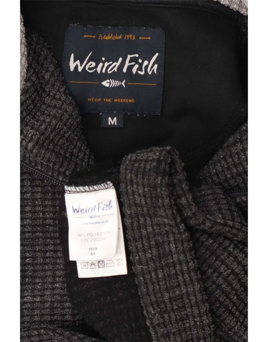 Weird Fish Pull Polaire à Col Zippé pour Homme Gris Moyen Polyester Colorblock