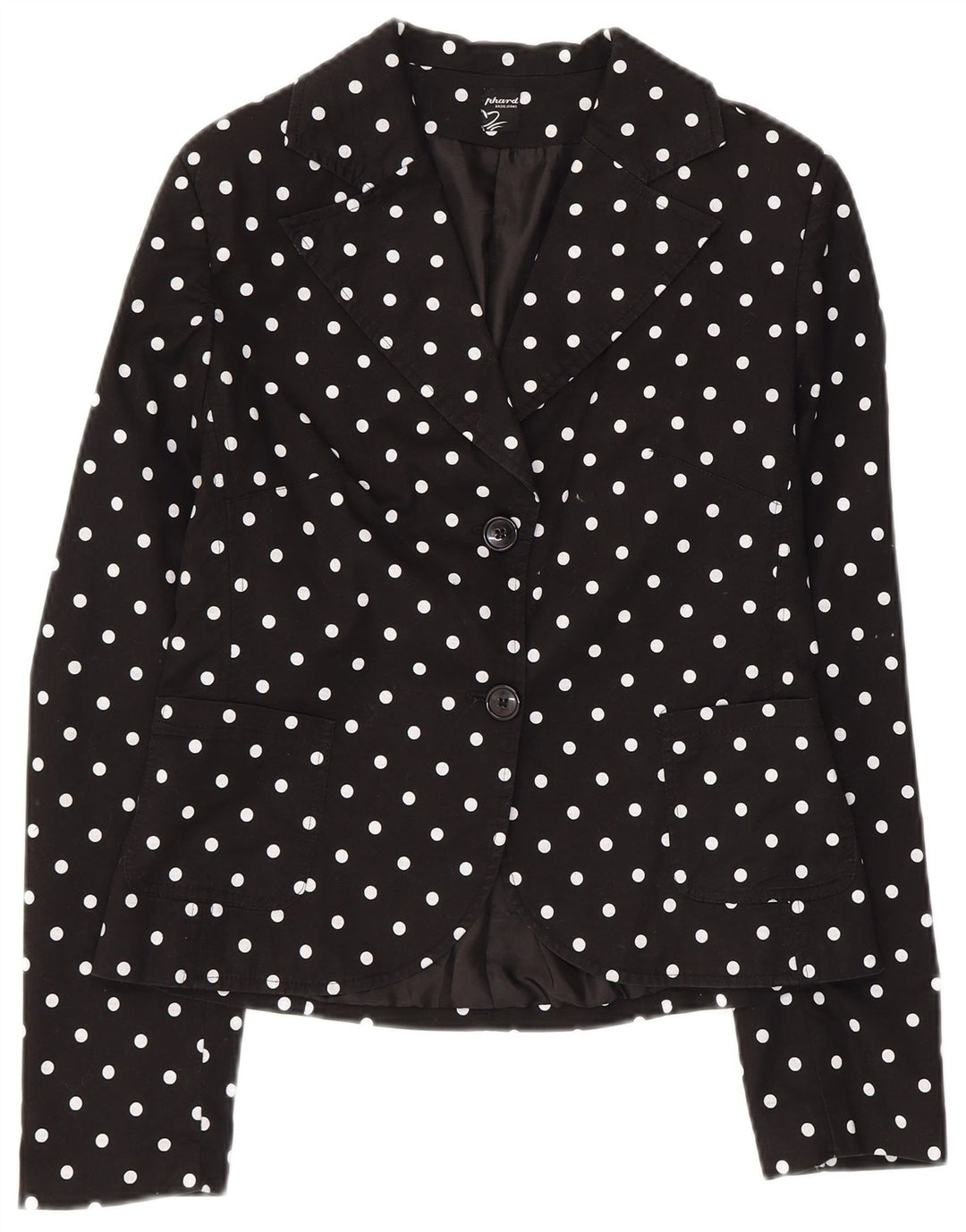 Phard Veste blazer à 2 boutons pour femme UK 12 en coton à pois noir moyen