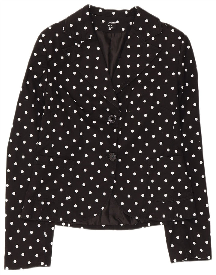 Phard Veste blazer à 2 boutons pour femme UK 12 en coton à pois noir moyen