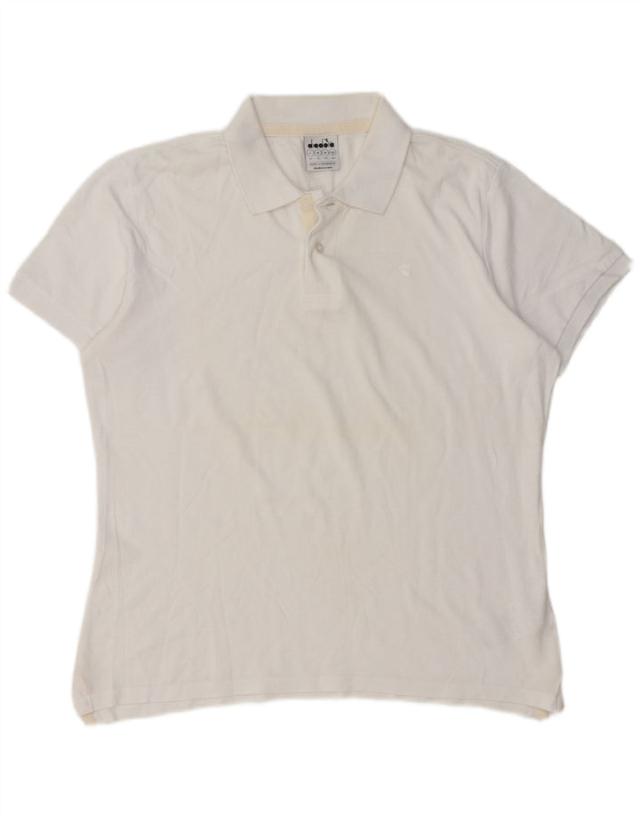 Diadora Polo Homme Blanc Moyen Coton