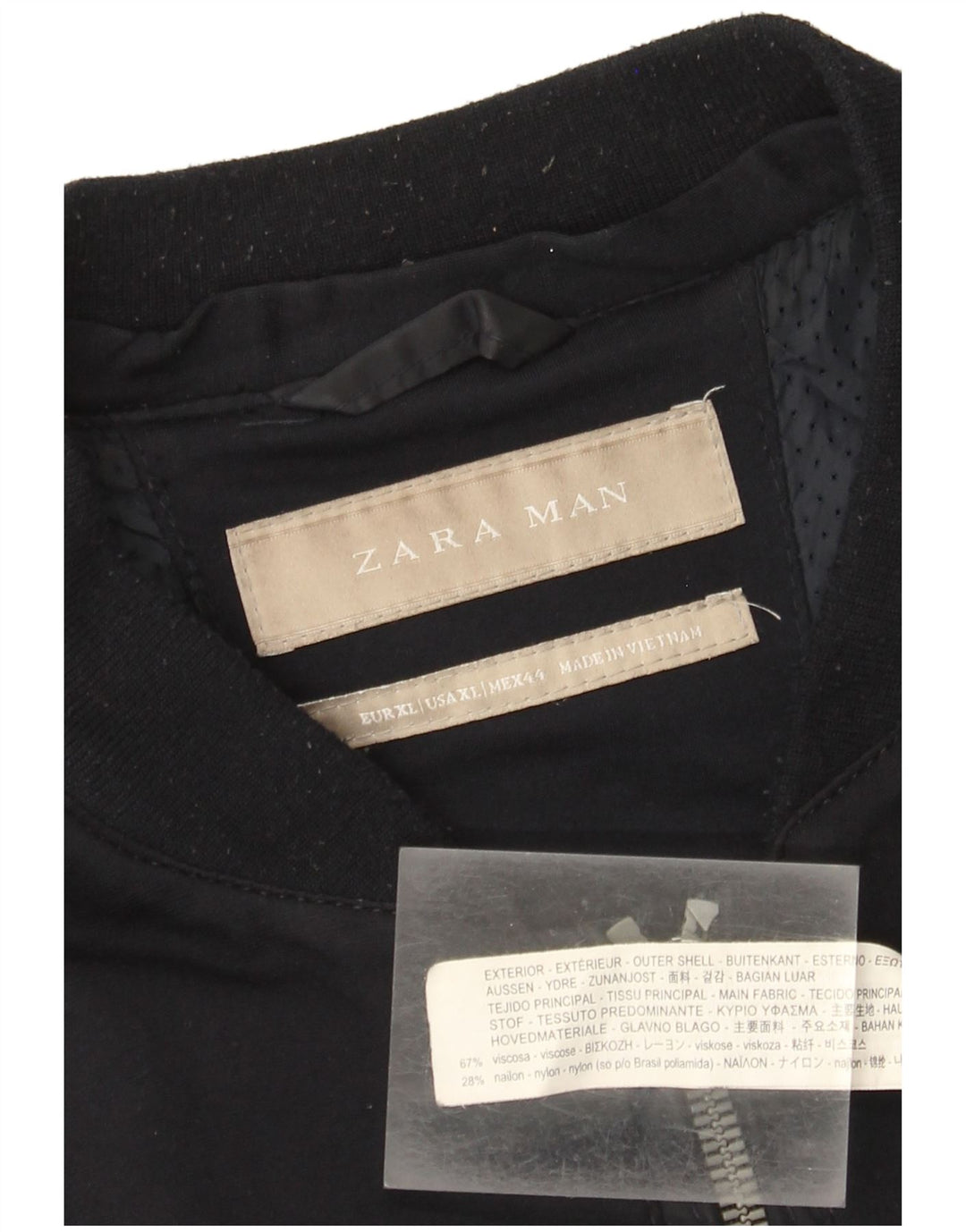 Zara Veste Bomber Homme UK 42 XL Bleu Marine Viscose