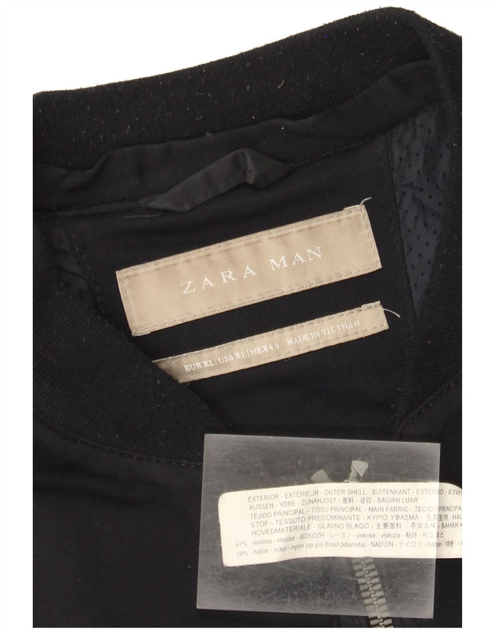 Zara Veste Bomber Homme UK 42 XL Bleu Marine Viscose