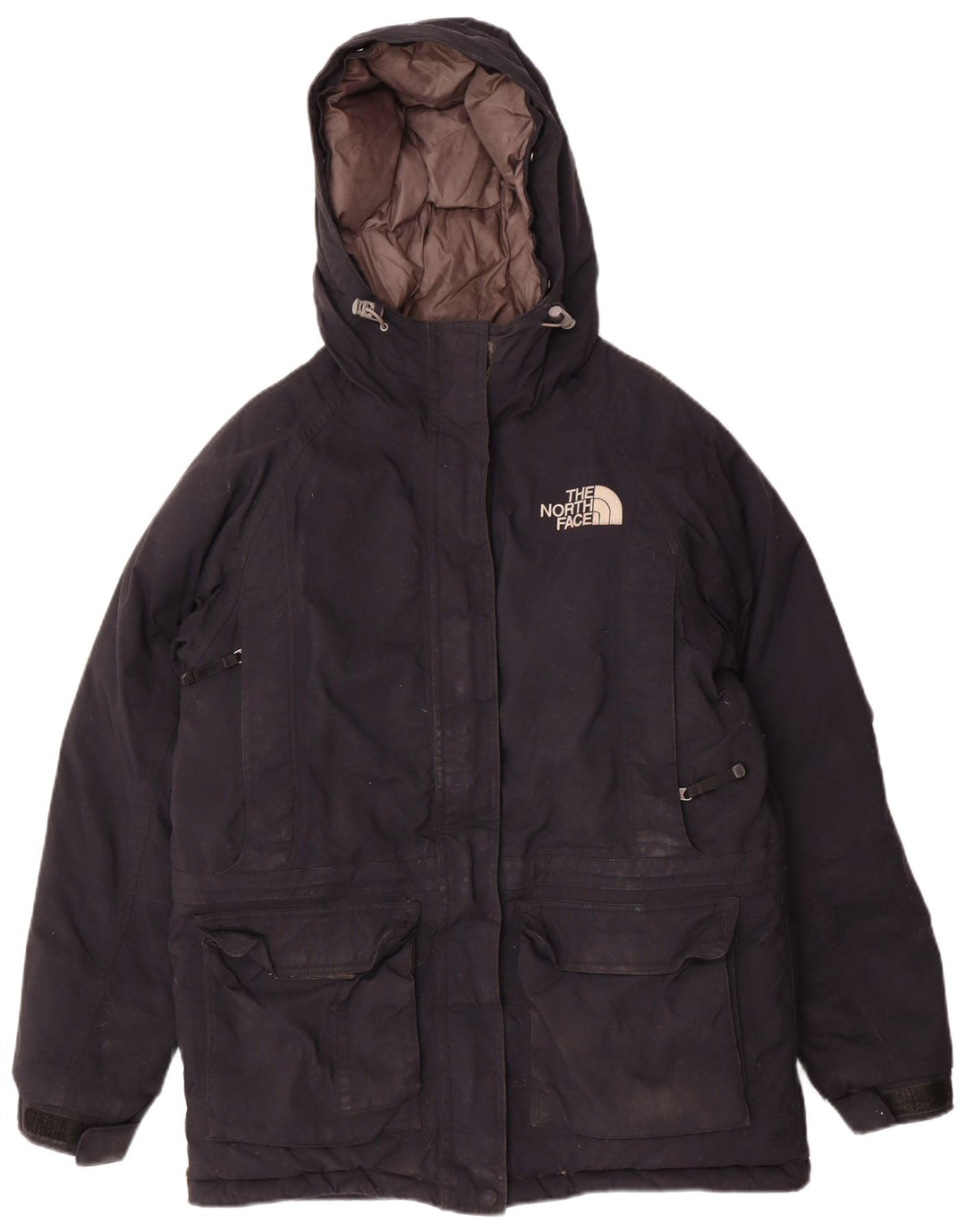 THE NORTH FACE Womens Hooded Padded Jacket UK 14 Medium Navy Blue Nylon