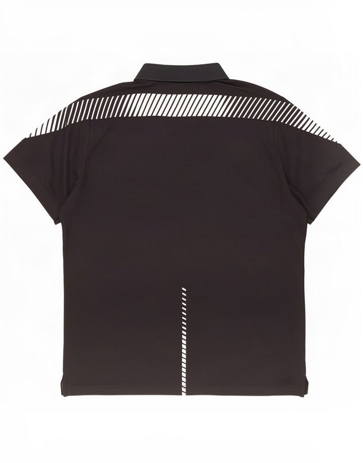 Asics Polo Homme Rayé Noir Moyen Polyester