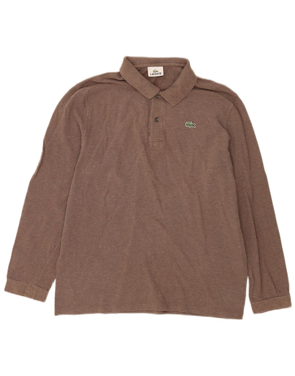 Lacoste Polo à manches longues pour homme Taille 6 XL Coton marron
