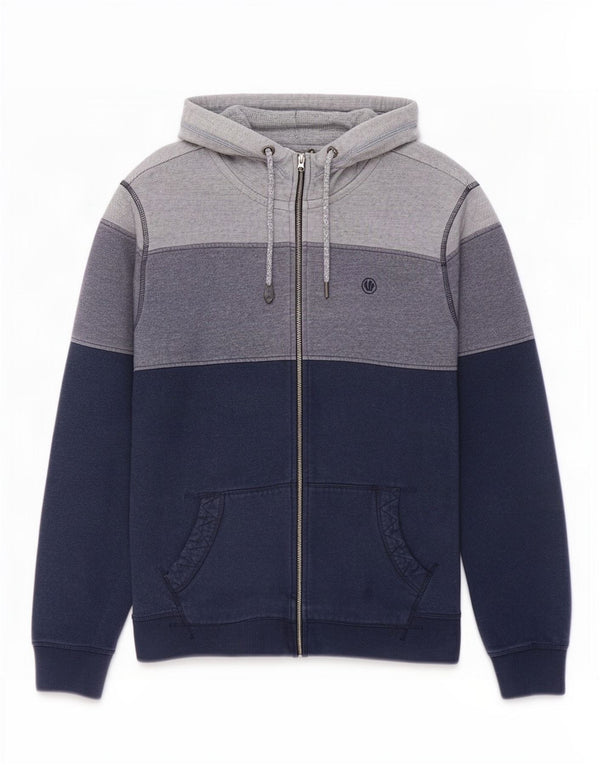 Fat Face Pull à capuche zippé pour homme en coton color block bleu marine Taille L