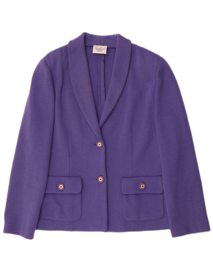 Luisa Spagnoli Veste blazer en tricot à 2 boutons pour femme UK 12 Laine violet moyen
