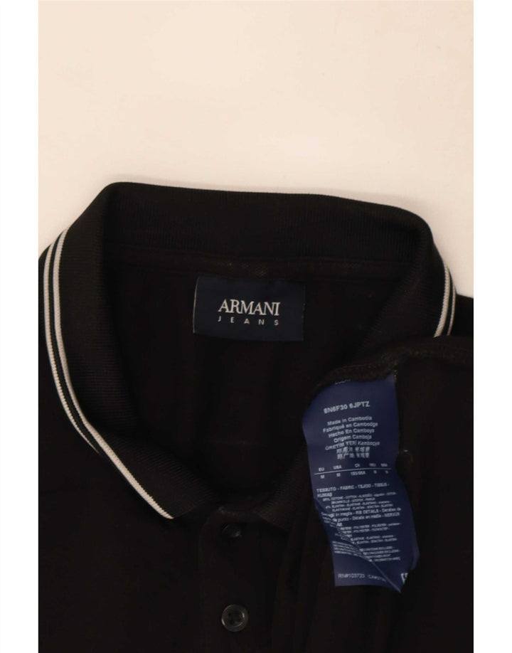 Armani Jeans Polo Homme Coton Rayé Noir Moyen