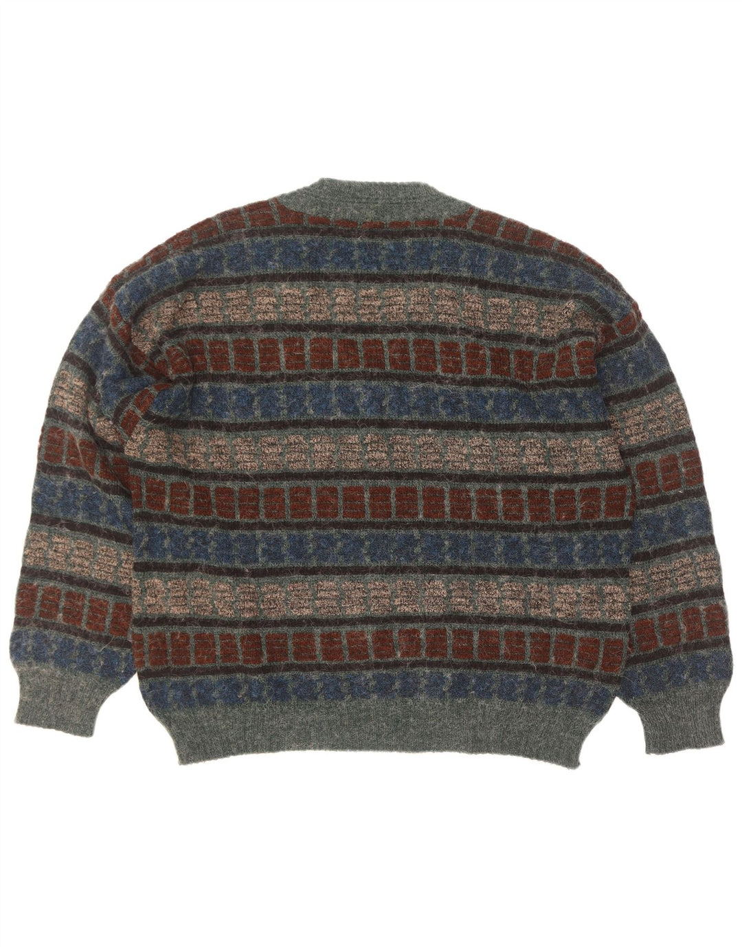 vintage Homme Col V Pull Pull IT 54 XL Rayé Multicolore
