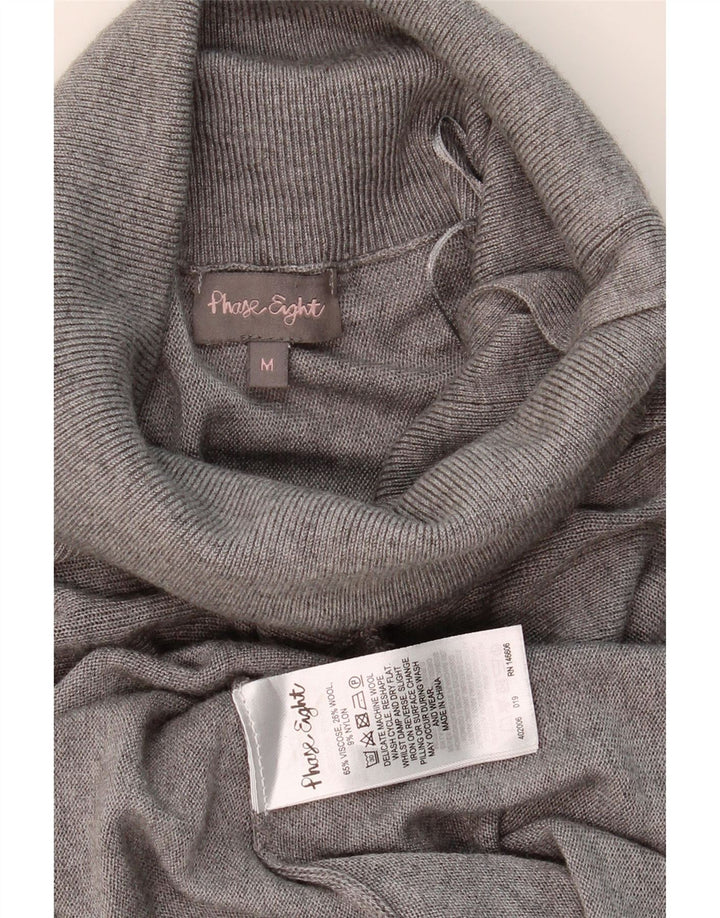 PHASE EIGHT Womens Longline Roll Neck Jumper Sweater UK 14 Medium Grey Vintage Phase Eight and Second-Hand Phase Eight from Messina Hembry 