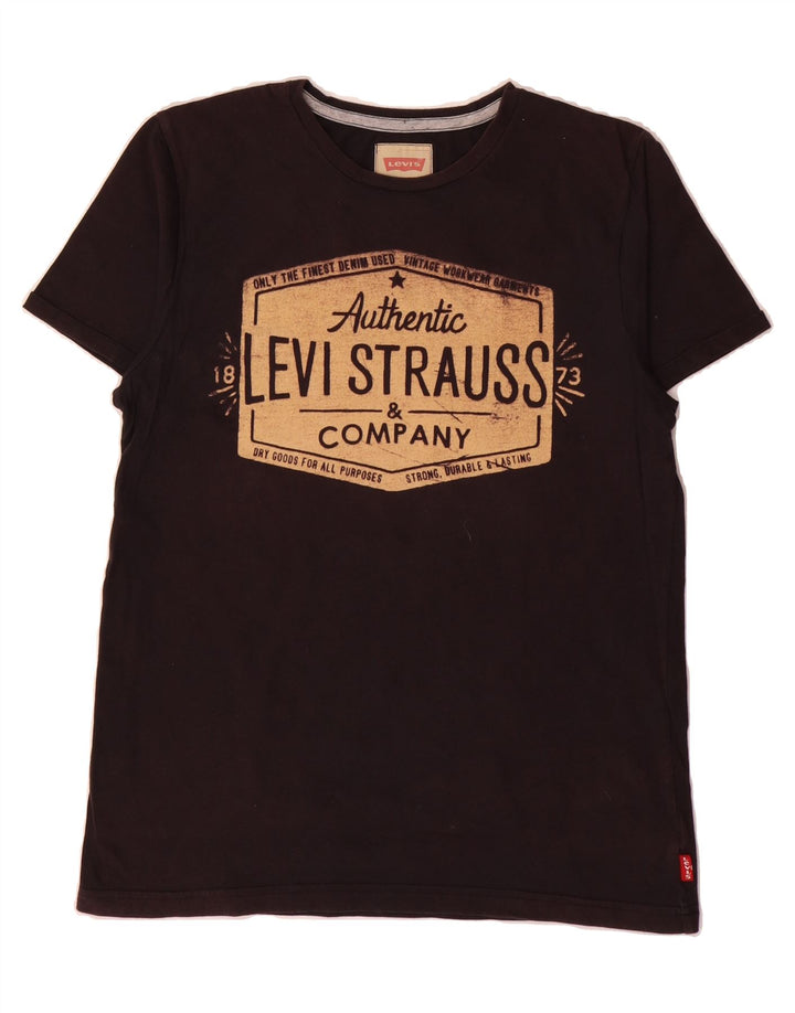 LEVI'S Boys Graphic T-Shirt Top 13-14 Years Black Cotton Vintage Levi's and Second-Hand Levi's from Messina Hembry 
