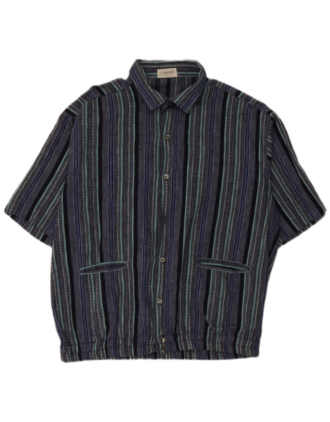 Chemise à manches courtes homme Aramis IT 50 coton rayé bleu moyen
