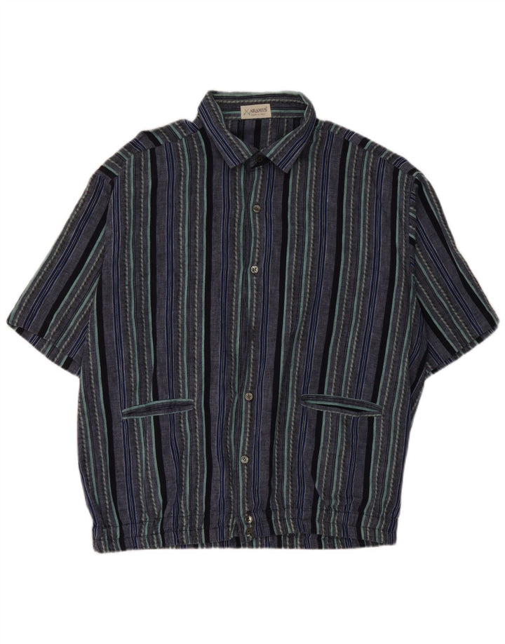 Chemise à manches courtes homme Aramis IT 50 coton rayé bleu moyen