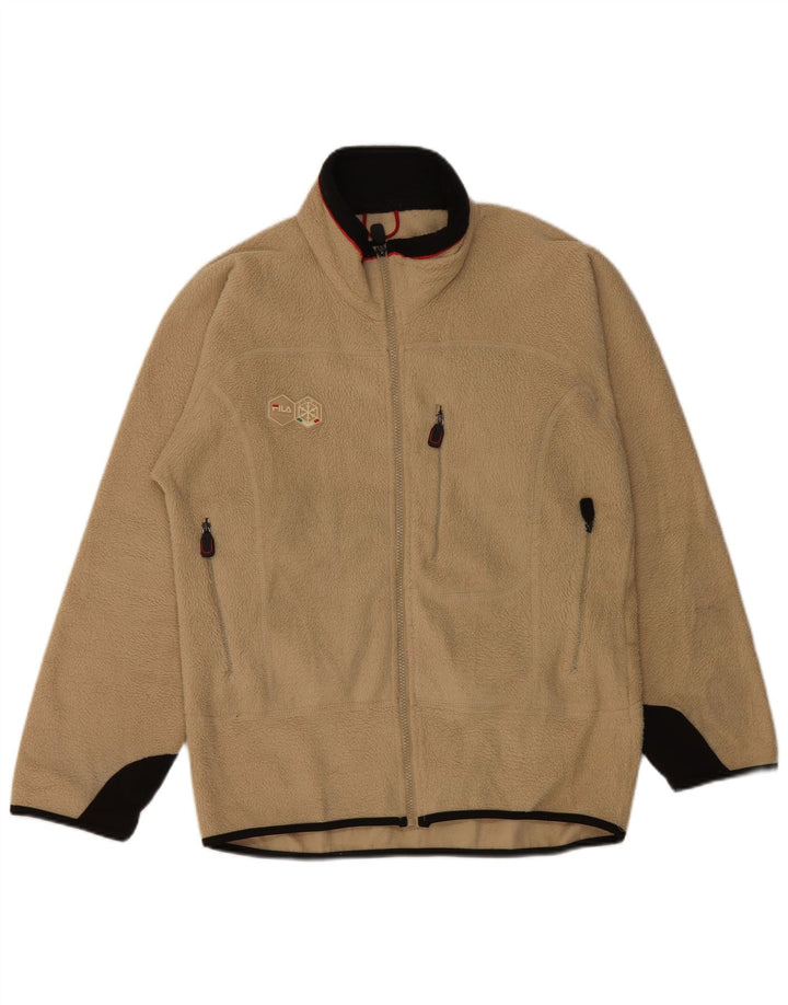 FILA Veste polaire homme UK 36 Small Beige Colourblock Polyester