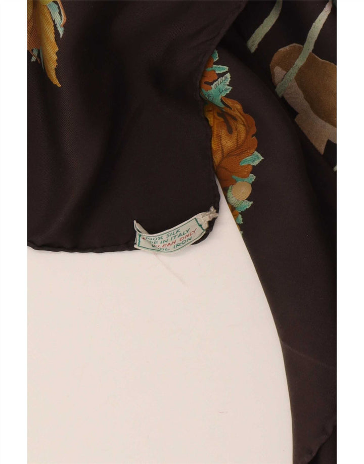 Gucci Écharpe carrée pour femme taille unique en soie florale marron