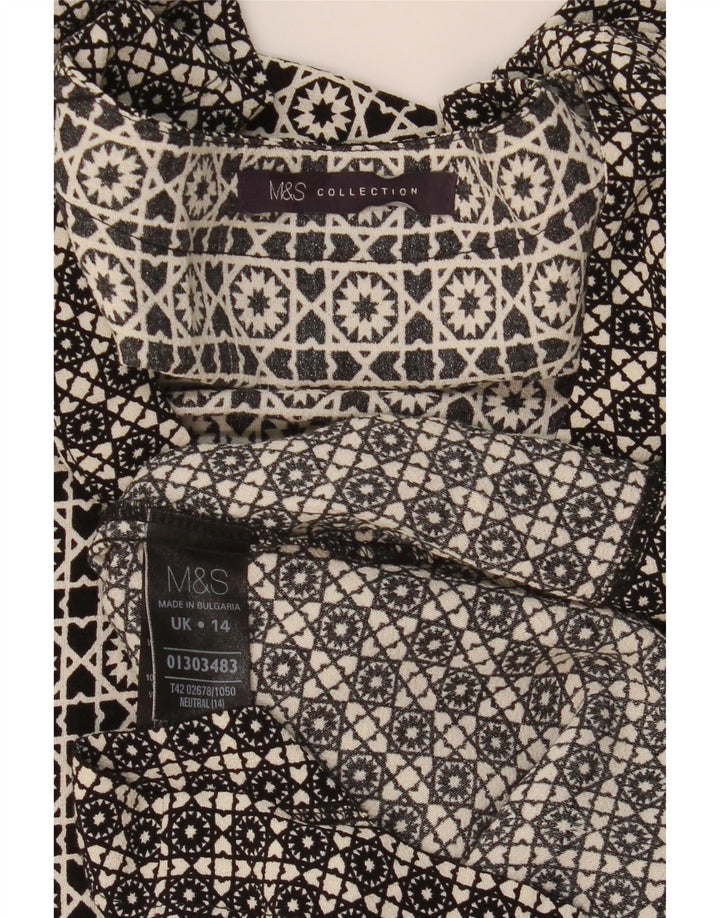 MARKS & SPENCER Robe droite pour femme UK 44 Grande viscose géométrique noire