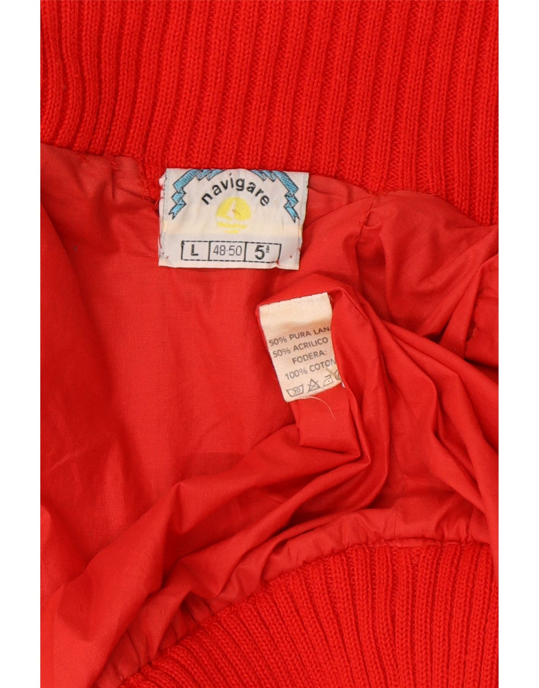 Navigare Pull Cardigan Homme IT 48/50 Laine Rouge Moyen