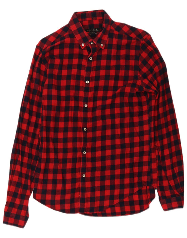 Zara Chemise Slim Fit En Flanelle Vichy Rouge Moyen Homme