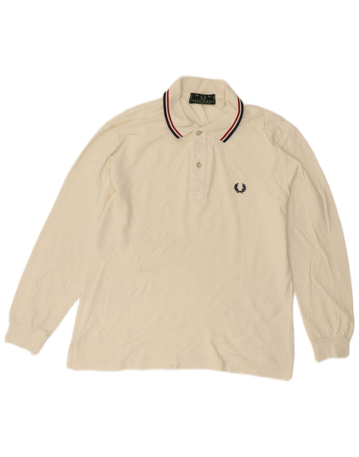 Fred Perry Polo à manches longues pour homme Petit coton blanc cassé