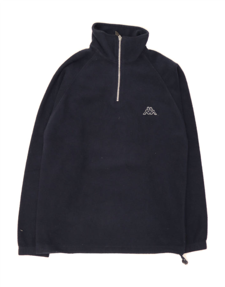 KAPPA Mens Zip Neck Fleece Jumper Small Navy Blue Polyester Vintage Kappa and Second-Hand Kappa from Messina Hembry 