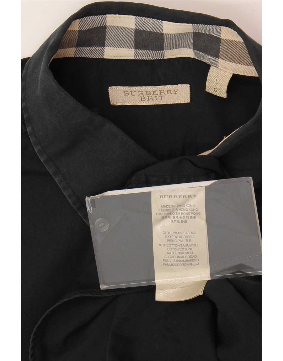 Burberry Chemise BRIT Large Bleu Marine Coton Homme