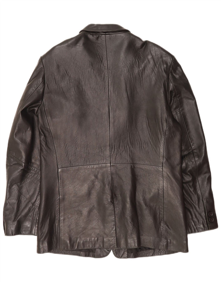 Mexx Veste blazer en cuir à 2 boutons pour homme IT 52 XL Cuir noir