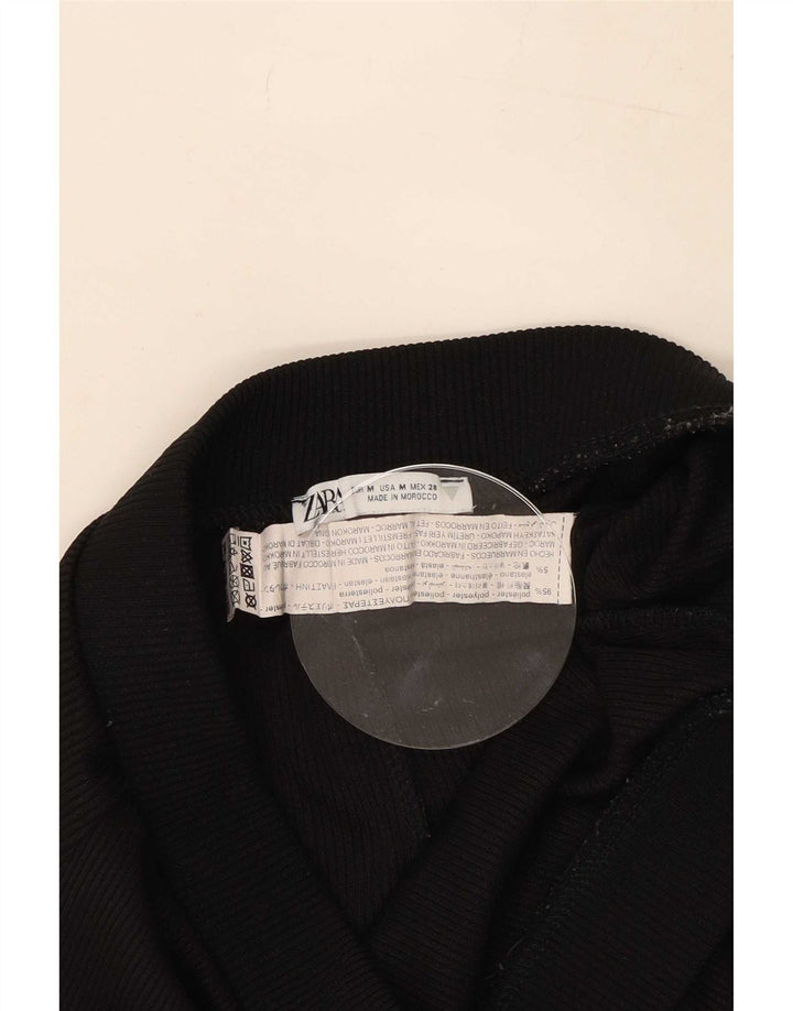 Zara Pantalon de survêtement évasé pour femme UK 12 Medium Noir Polyester