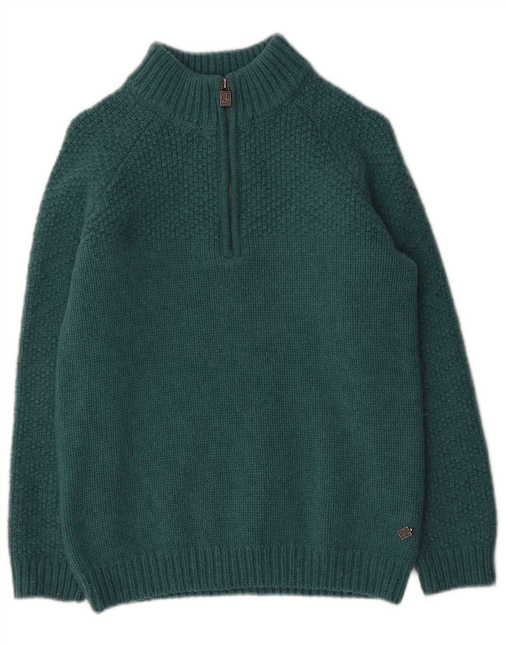 Weird Fish Pull à col zippé pour femme UK 10 Petite laine verte