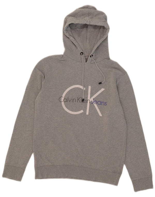 Calvin Klein Jeans Mens Graphic Hoodie Jumper Medium Grey