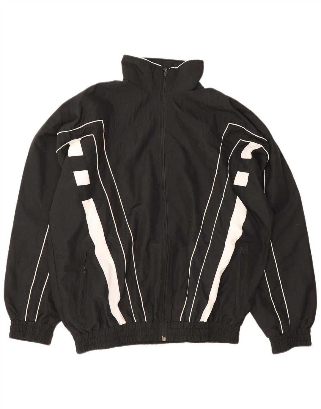 vintage Mens Survêtement Top Veste Grand Noir Colourblock Polyester