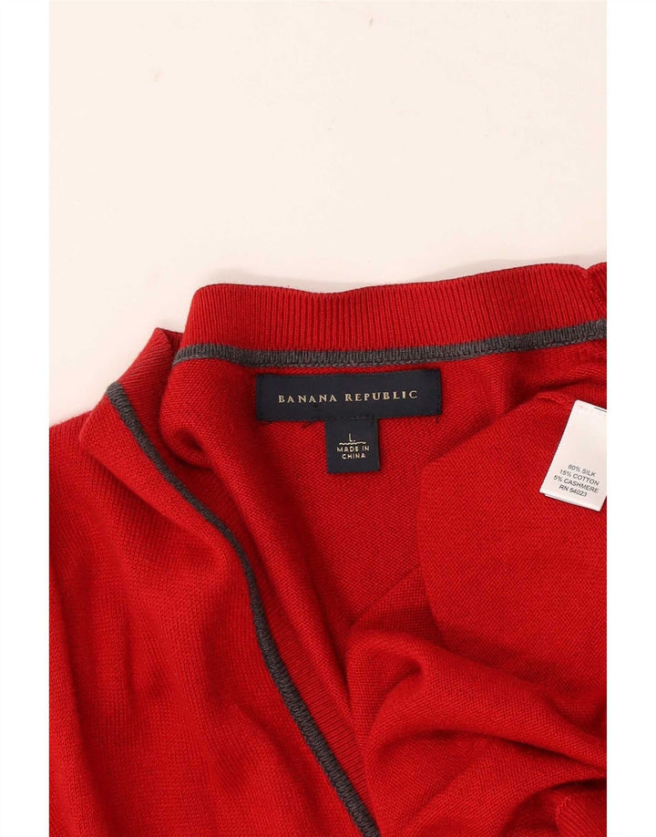Banana Republic Cardigan pour homme en soie rouge Taille L