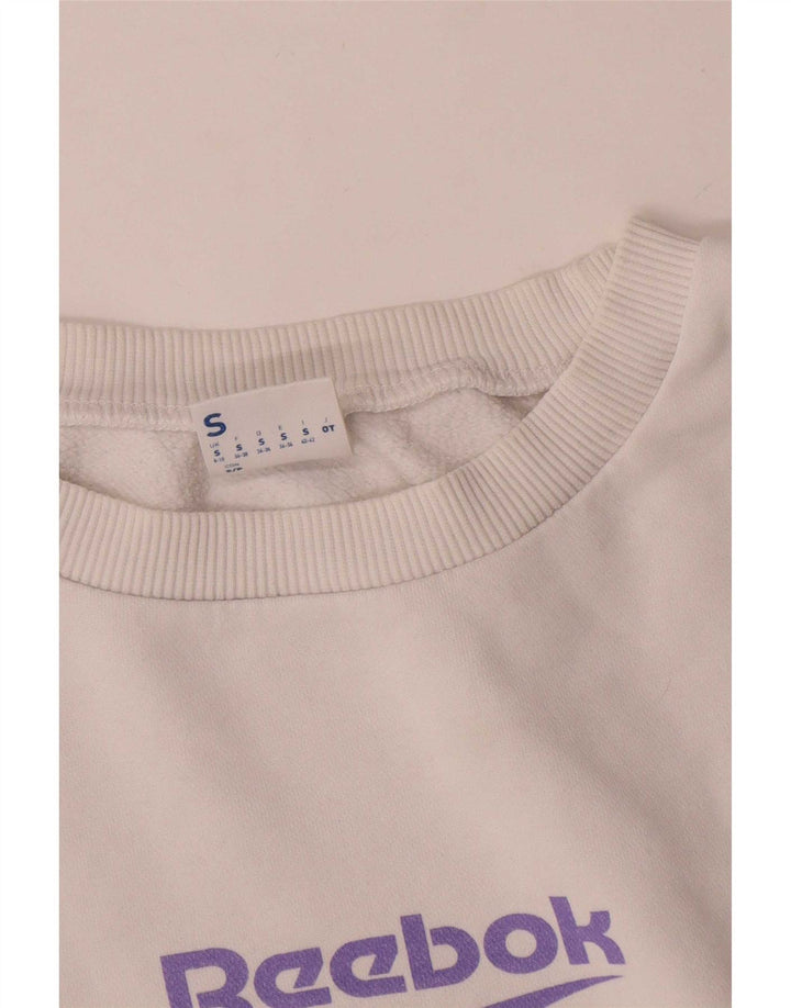 Reebok Sweat-shirt court surdimensionné pour femme UK 8/10 Petit Blanc