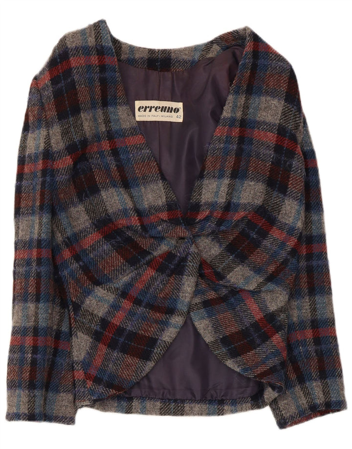 Erreuno Veste Blazer 1 Bouton Femme IT 42 Laine à Carreaux Multicolore Moyen