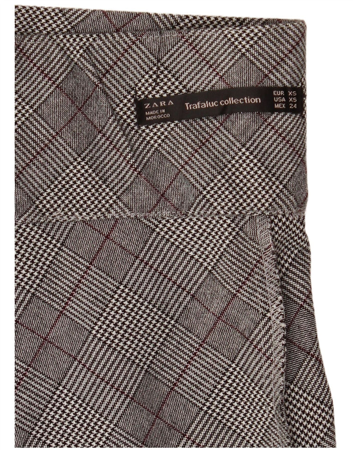 Zara Femme Taille Haute Mini Jupe XS W26 Gris Plaid