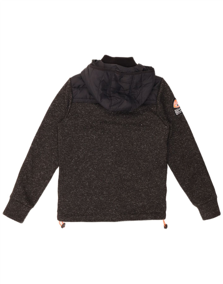 SUPERDRY Veste matelassée à capuche pour hommes UK 38 Nylon color block noir moyen