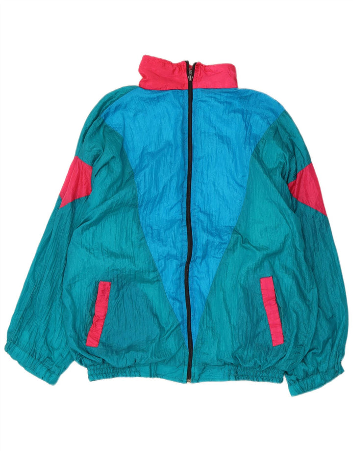 vintage Mens Full Survêtement XL Bleu Colorblock Nylon