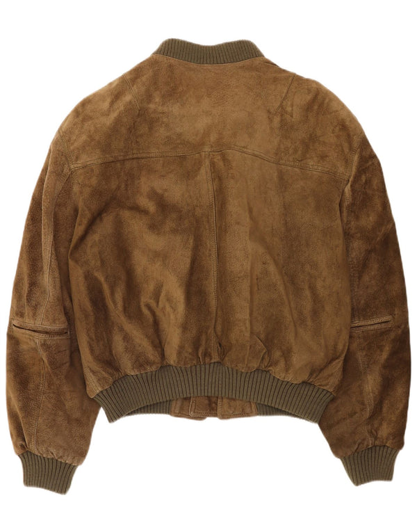 Pierre Cardin Veste Bomber En Daim Homme EU 52 XL Cuir Kaki