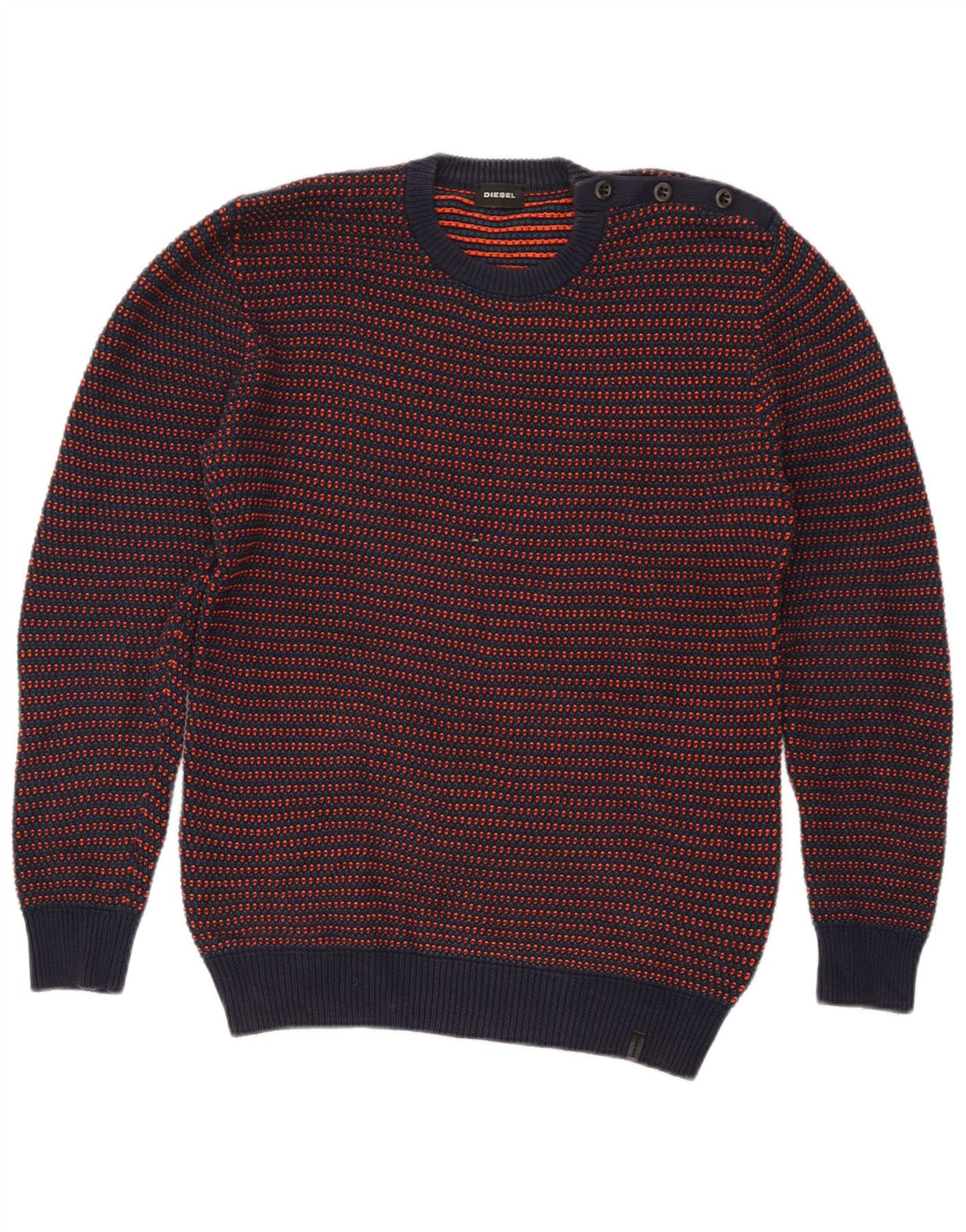 Diesel Pull ras du cou pour homme en coton rayé bleu marine moyen