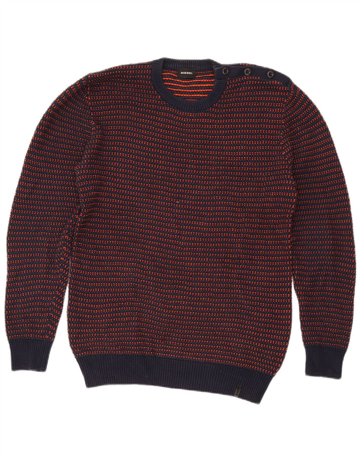 Diesel Pull ras du cou pour homme en coton rayé bleu marine moyen