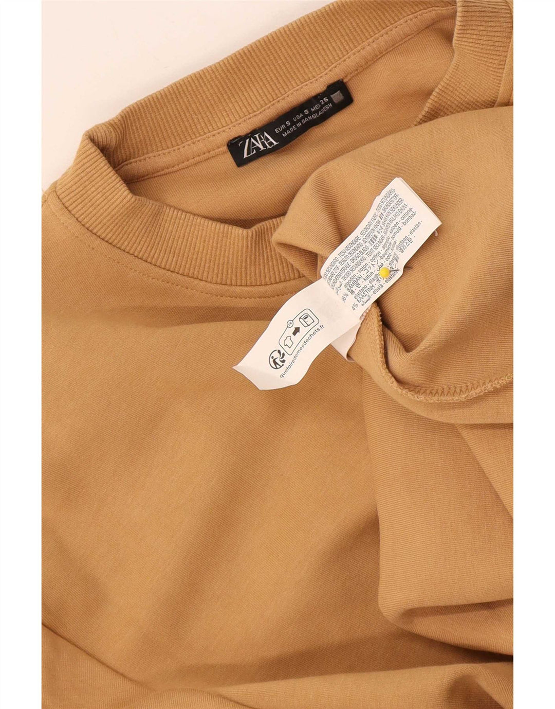 Zara Sweat-shirt surdimensionné pour femme UK 10 Petit coton beige