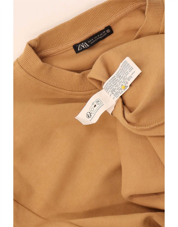 Zara Sweat-shirt surdimensionné pour femme UK 10 Petit coton beige