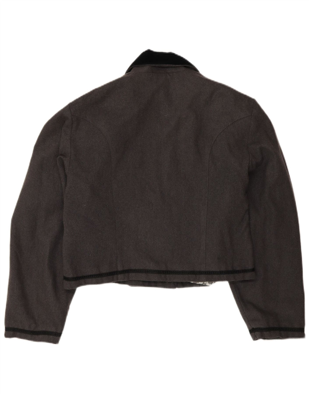 vintage Femme Crop Blazer Veste UK 14 Gris Moyen Colorblock