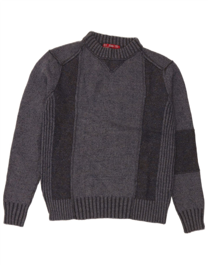 Zara Pull à col rond pour homme en laine color block gris moyen